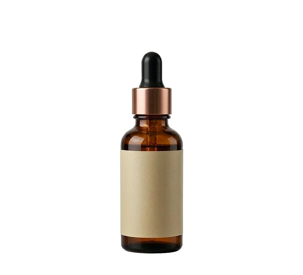 After: the same serum bottle isolated on a pure white product photo background, ready for a marketplace main image